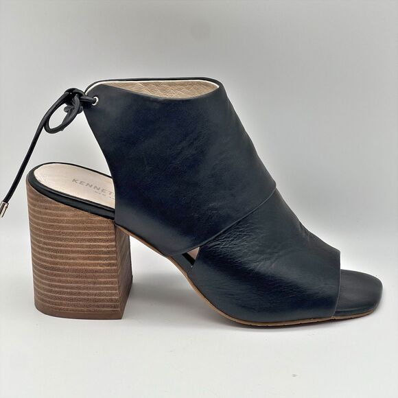 Kenneth Cole NY Katarina Black Leather Open Toe Heeled Bootie Sandal Women’s 9 - Picture 1 of 12